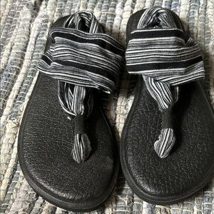 Black and White Striped Sandals